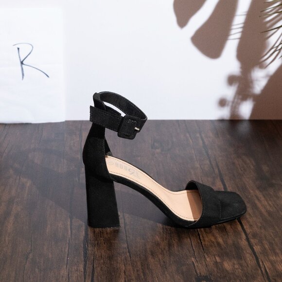 Black Strap Heel Faux Suede - Picture 4 of 11
